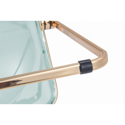 LeisureMod Lawrence Acrylic Folding Chair with Gold Metal Frame - Jade/Green