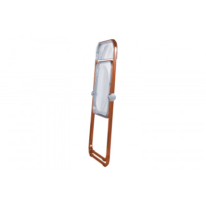LeisureMod Lawrence Acrylic Folding Chair with Gold Metal Frame - Tangerine