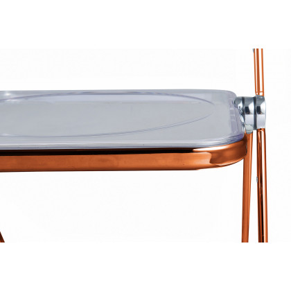 LeisureMod Lawrence Acrylic Folding Chair with Gold Metal Frame - Tangerine
