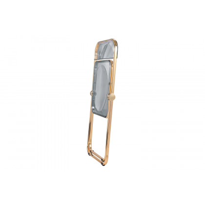 LeisureMod Lawrence Acrylic Folding Chair with Gold Metal Frame - Transparent/Black