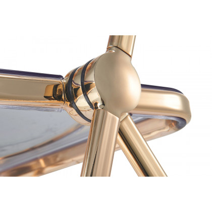 LeisureMod Lawrence Acrylic Folding Chair with Gold Metal Frame - Transparent/Black