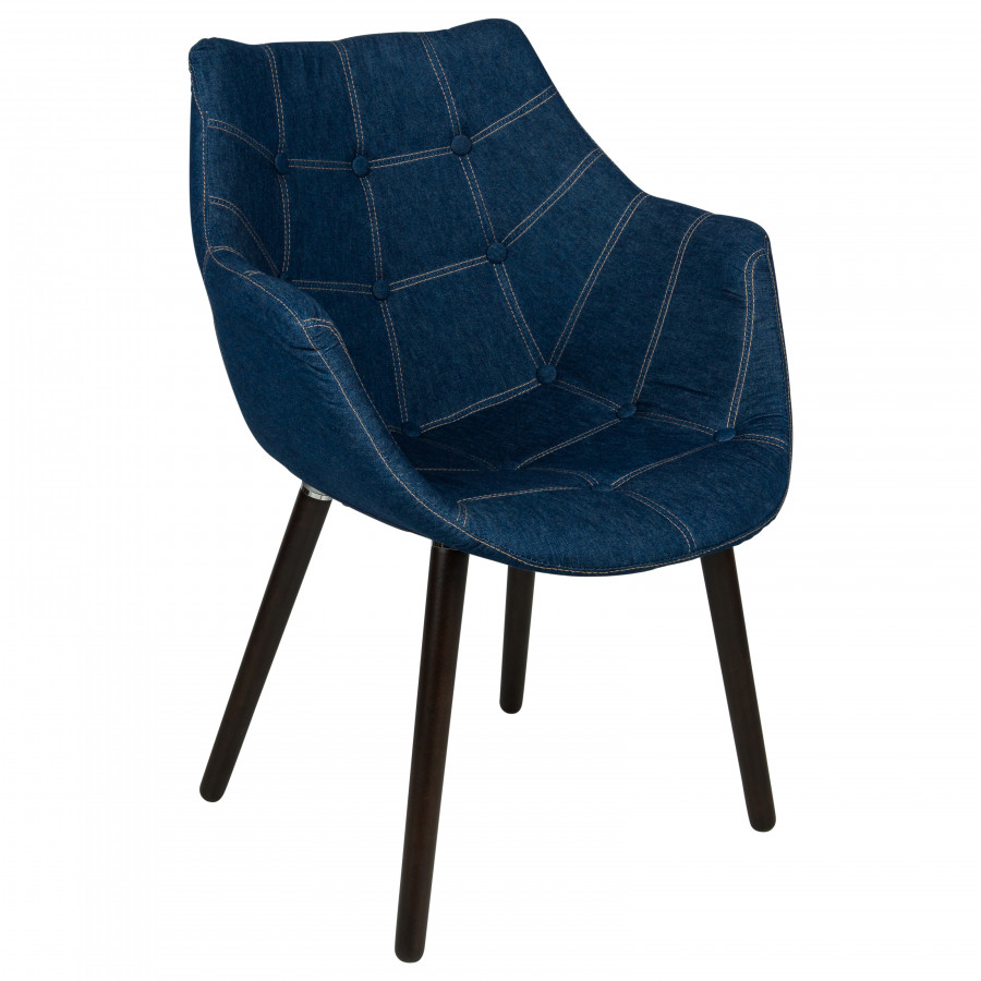 LeisureMod - Milburn Tufted Denim Lounge Chair