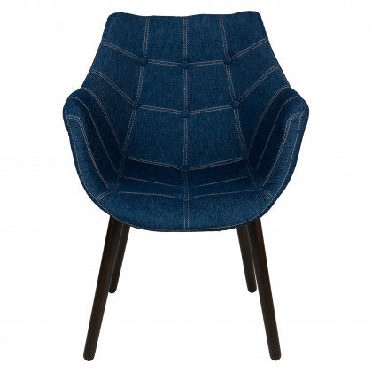 LeisureMod - Milburn Tufted Denim Lounge Chair