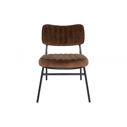 LeisureMod Marilane Velvet Accent Chair with Metal Frame - Coffee/Brown