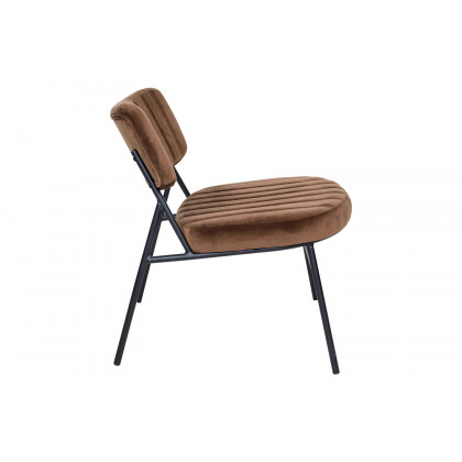 LeisureMod Marilane Velvet Accent Chair with Metal Frame - Coffee/Brown