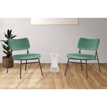 LeisureMod Marilane Velvet Accent Chair with Metal Frame - Turquoise