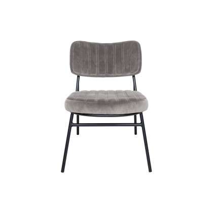 LeisureMod Marilane Velvet Accent Chair with Metal Frame - Fossil/Gray