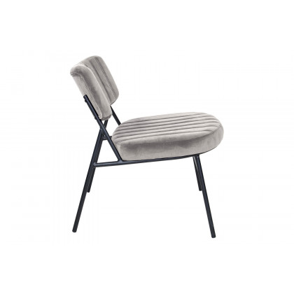 LeisureMod Marilane Velvet Accent Chair with Metal Frame - Fossil/Gray