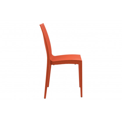 LeisureMod Modern Weave Mace Patio Outdoor Dining Chair - Orange