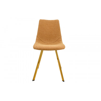 LeisureMod Markley Modern Leather Dining Chair with Gold Metal Legs - Light Brown