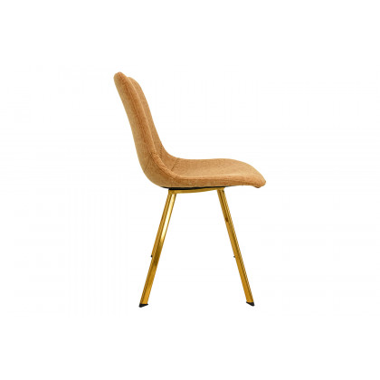 LeisureMod Markley Modern Leather Dining Chair with Gold Metal Legs - Light Brown