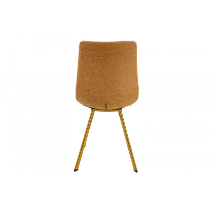 LeisureMod Markley Modern Leather Dining Chair with Gold Metal Legs - Light Brown