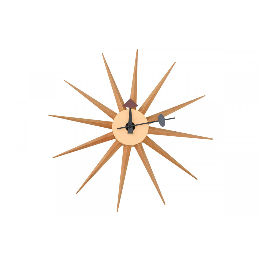 LeisureMod Maxi Modern Design Metal Star Silent Non-Ticking Wall Clock - Natural Wood