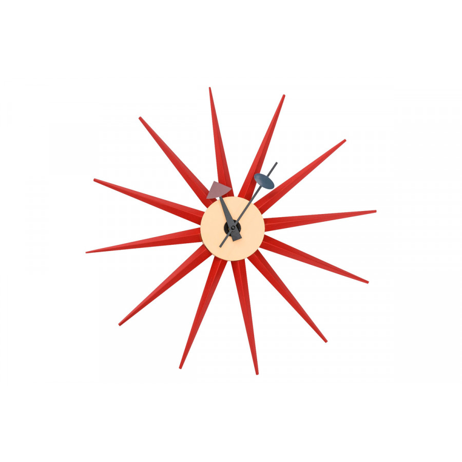 LeisureMod Maxi Modern Design Metal Star Silent Non-Ticking Wall Clock - Red