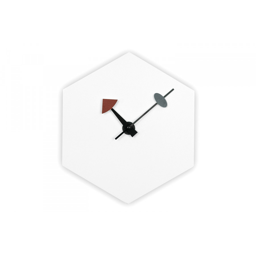 LeisureMod Manchester Modern Hexagon Silent Non-Ticking Wall Clock - White