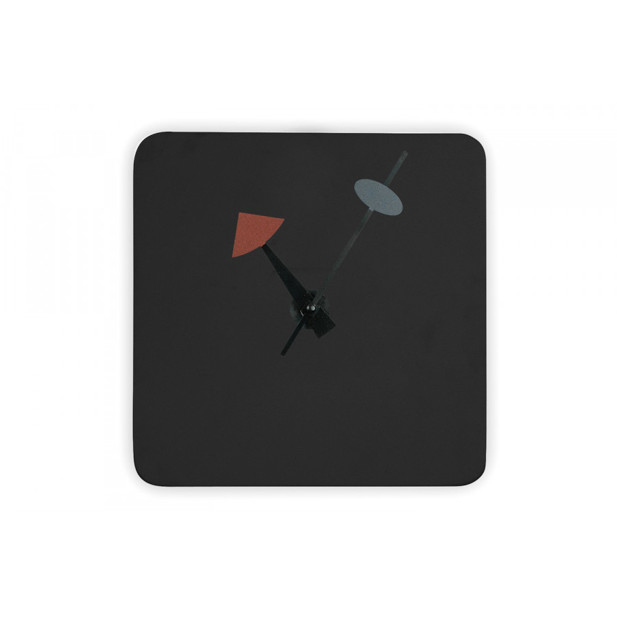 LeisureMod Manchester Modern Square Silent Non-Ticking Wall Clock - Black