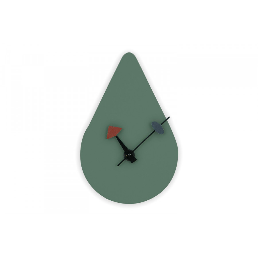 LeisureMod Manchester Modern Tear-Drop Silent Non-Ticking Wall Clock - Ocean Green