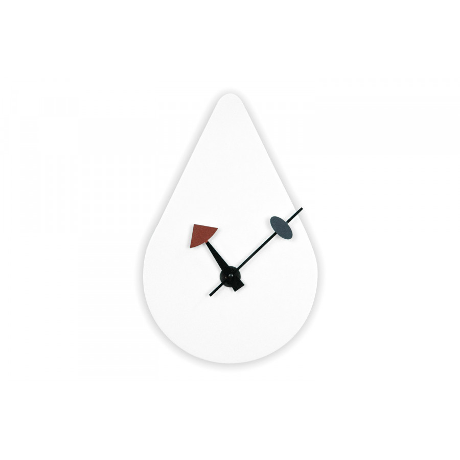 LeisureMod Manchester Modern Tear-Drop Silent Non-Ticking Wall Clock - White