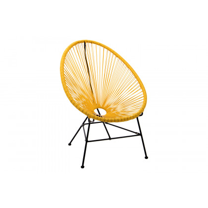 LeisureMod Montara 3 Piece Outdoor Lounge Patio Chairs with Glass Top Table - Yellow