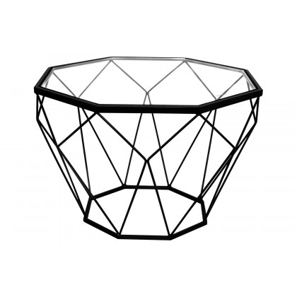LeisureMod - Malibu Modern Octagon Glass Top Coffee Table/End Table with Gold Metal Base
