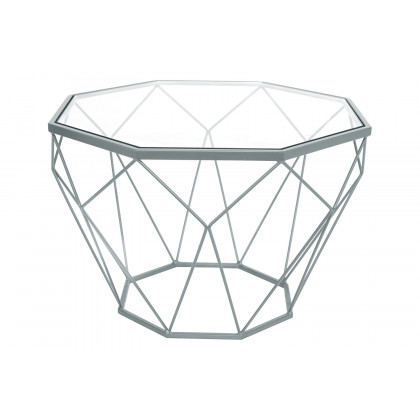 LeisureMod - Malibu Modern Octagon Glass Top Coffee Table/End Table with Gold Metal Base