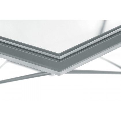 LeisureMod Malibu Modern Octagon Glass Top Coffee Table/End Table with Gold Metal Base - Gray