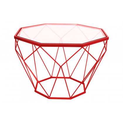 LeisureMod - Malibu Modern Octagon Glass Top Coffee Table/End Table with Gold Metal Base