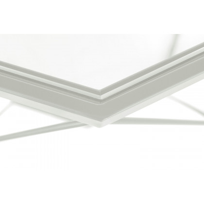 LeisureMod Malibu Modern Octagon Glass Top Coffee Table/End Table with Gold Metal Base - White