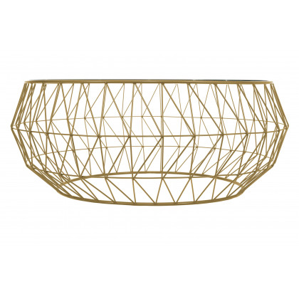LeisureMod Malibu Modern Round Glass Top Coffee Table With Chrome Base - Gold