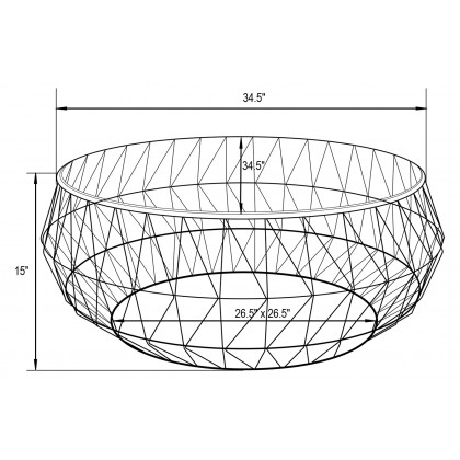 LeisureMod Malibu Modern Round Glass Top Coffee Table With Chrome Base - Gold