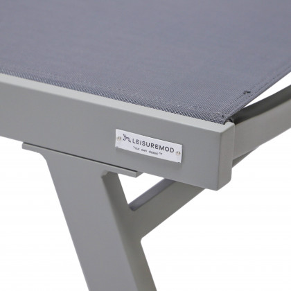 LeisureMod Marlin Patio Chaise Lounge Chair With Armrests In Gray Aluminum Frame - Dark Gray