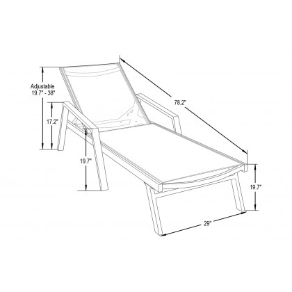 LeisureMod Marlin Modern Gray Aluminum Outdoor Chaise Lounge Chair With Arms and Square Fire Pit Side Table for Patio - Dark Gray