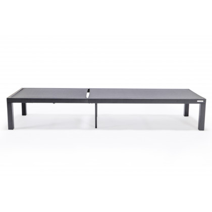 LeisureMod Marlin Patio Chaise Lounge Chair With Black Aluminum Frame - Black