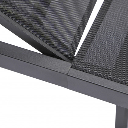 LeisureMod Marlin Patio Chaise Lounge Chair With Black Aluminum Frame - Black