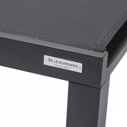 LeisureMod Marlin Patio Chaise Lounge Chair With Black Aluminum Frame - Black