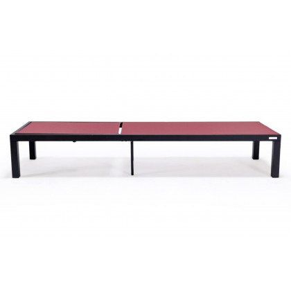 LeisureMod Marlin Patio Chaise Lounge Chair With Black Aluminum Frame - Burgundy
