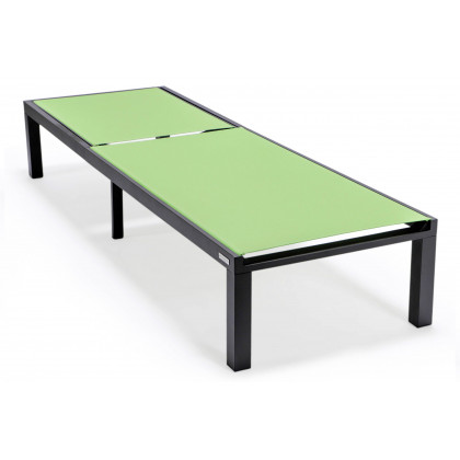 LeisureMod Marlin Patio Chaise Lounge Chair With Black Aluminum Frame - Green