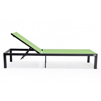 LeisureMod Marlin Patio Chaise Lounge Chair With Black Aluminum Frame - Green