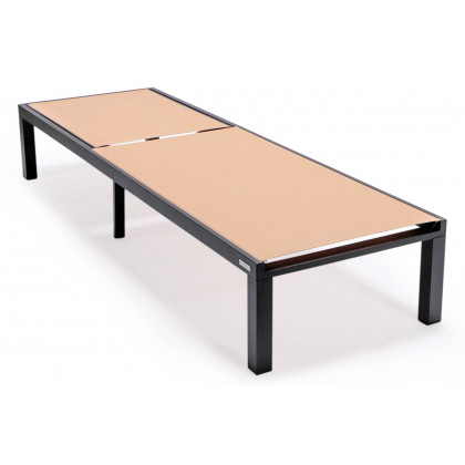 LeisureMod Marlin Patio Chaise Lounge Chair With Black Aluminum Frame - Light Brown
