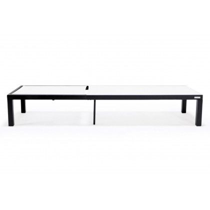 LeisureMod Marlin Patio Chaise Lounge Chair With Black Aluminum Frame - White