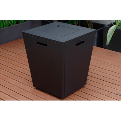 LeisureMod Marlin Modern Black Aluminum Outdoor Chaise Lounge Chair With Square Fire Pit Side Table Set of 2 - Green