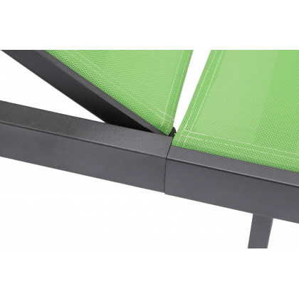 LeisureMod Marlin Modern Black Aluminum Outdoor Chaise Lounge Chair With Square Fire Pit Side Table Set of 2 - Green