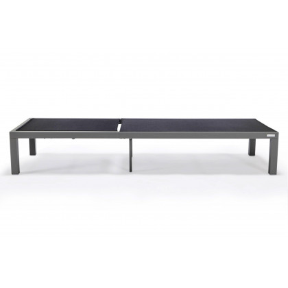 LeisureMod Marlin Patio Chaise Lounge Chair With Gray Aluminum Frame - Black