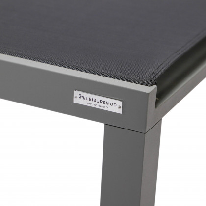 LeisureMod Marlin Patio Chaise Lounge Chair With Gray Aluminum Frame - Black