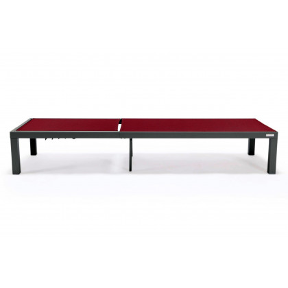 LeisureMod Marlin Patio Chaise Lounge Chair With Gray Aluminum Frame - Burgundy