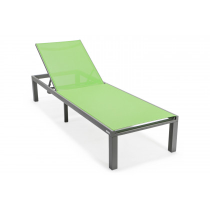 LeisureMod - Marlin Patio Chaise Lounge Chair With Black Aluminum Frame