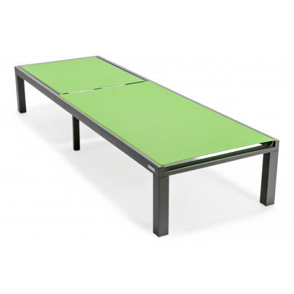 LeisureMod Marlin Patio Chaise Lounge Chair With Gray Aluminum Frame - Green