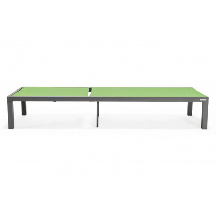 LeisureMod Marlin Patio Chaise Lounge Chair With Gray Aluminum Frame - Green