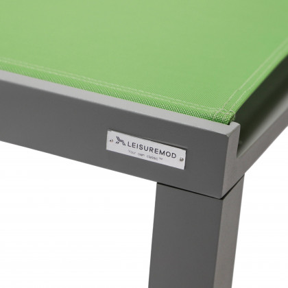 LeisureMod Marlin Patio Chaise Lounge Chair With Gray Aluminum Frame - Green
