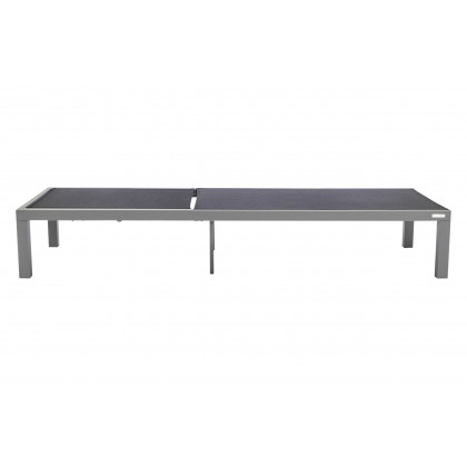 LeisureMod Marlin Modern Gray Aluminum Outdoor Patio Chaise Lounge Chair with Square Fire Pit Side Table - Black